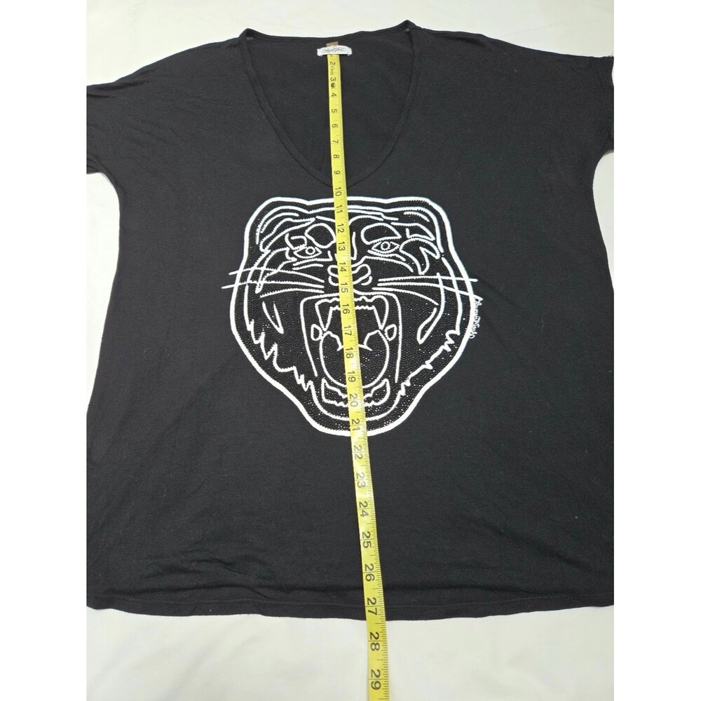 Lauren Moshi Crystal Tiger Short Sleeve T Black S - Picture 7 of 11